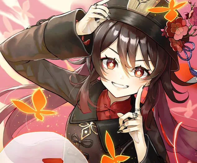 Ху Тао сумасшедшая девушка аниме | Геншин Импакт 2K обои