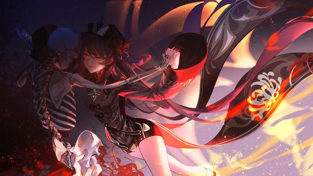 ,,hu tao'' tanec s kostrou - genshin impact (online videohra) stiahnut