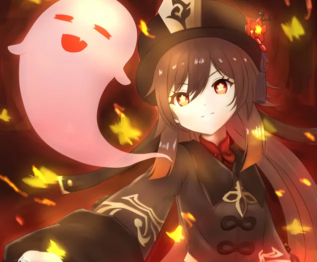 Ху Тао делает селфи с Бу Тао | Геншин Импакт 2K обои