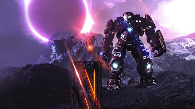 산의 가장 높은 지점에서 헐크 버스터 4K 배경화면