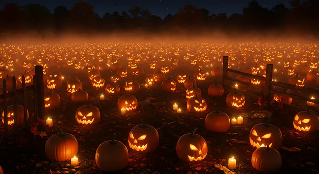 Käerzenbeliichte Kürbisfeld 2K Tapeten