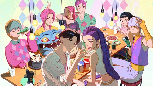 HUNTR/X Demons X Saja Boys | K-Pop Lovci na demone (Animirani film) 4K pozadina