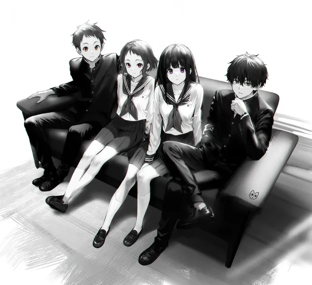 Hyouka - Satoshi Fukube, Mayaka Ibara, Eru Chitanda e Houtarou Oreki HD sfondo