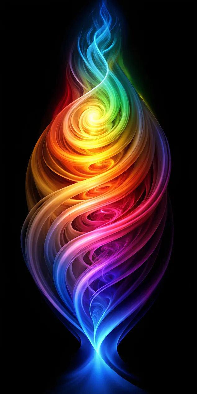 Espiral de Chamas Arco-Íris Hipnóticas Criando um Vórtice em um Vazio Negro Infinito 2K papel de parede