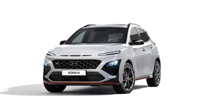 Hyundai Kona N 2022 SUV mit Vorder- und Seitenansicht herunterladen
