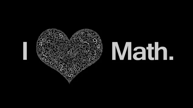 Ik hou van wiskundetekst op zwarte achtergrond, wiskunde, hart download