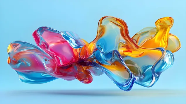 Осветен 3D куб с многоцветно градиентно сияние 8K тапет