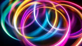 Curvas iluminadas de neon em uma cena estrelada 4K papel de parede