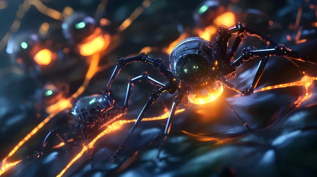 Verligte sintetiese weefsel aangedryf deur nanotegnologie-bots 8K muurpapier