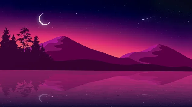 Illustration of half and and mountains 4K wallpaper