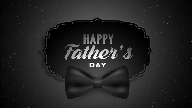 Imagen de celebración del día del padre con figura enmarcada en negro y pajarita negra sobre fondo negro