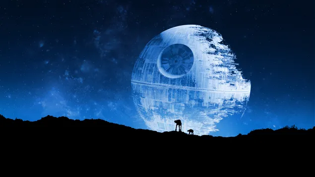 Imagen de la luna artificial azul y negra de la película Star Wars