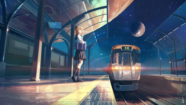 In The Night Waiting For The Train 4K wallpaper
