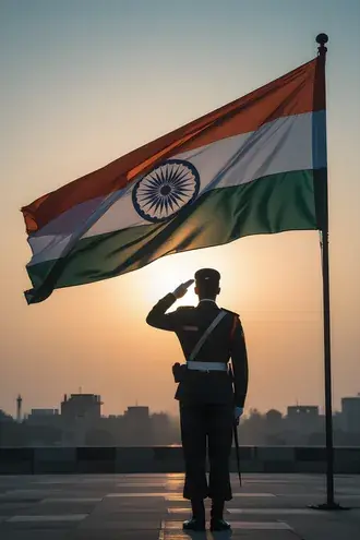 indian army soldier saluting national flag at sunrise  powerful patriotic tribute visual download