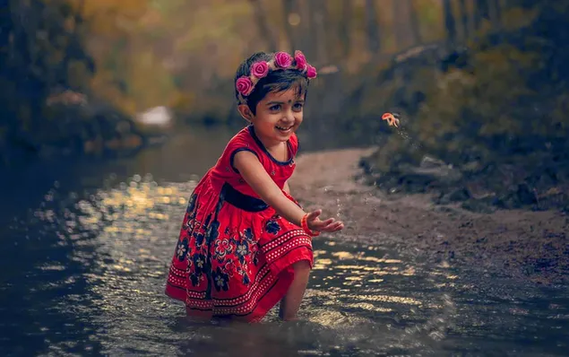 Indian Kid Girl with Nature Cute