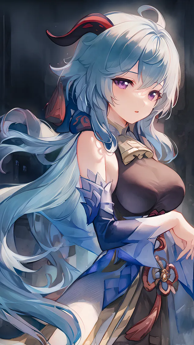 อะนิเมะหญิงบริสุทธิ์ Ganyu สวยตาโต | เก็นชิน อิมแพ็ค 2K วอลเปเปอร์