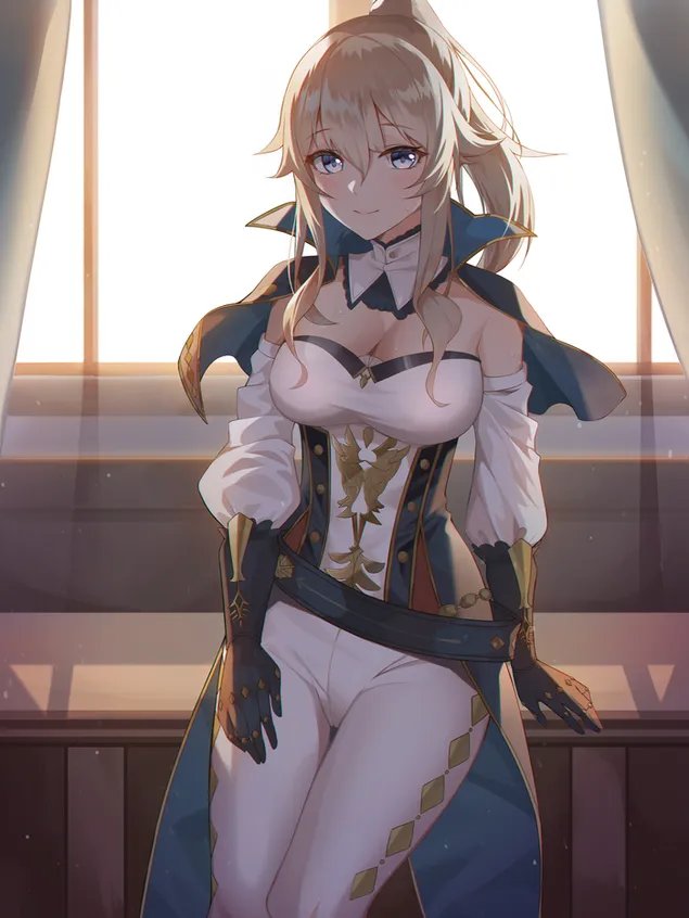 天真少女芭芭拉站在窗邊 | 甘信衝擊 2K 壁紙