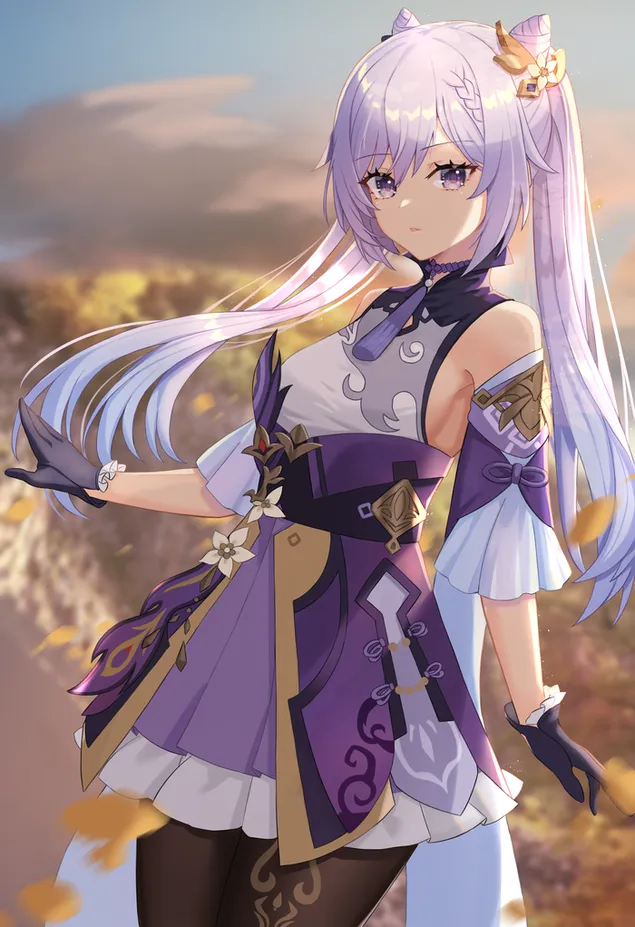 Ταπετσαρία Αθώο βλέμμα της όμορφης πριγκίπισσας Keqing (Ganshin Impact) 2K