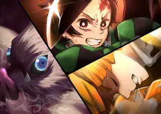 Inosuke, Tanjirou e Zenitsu collaborano 2K sfondo