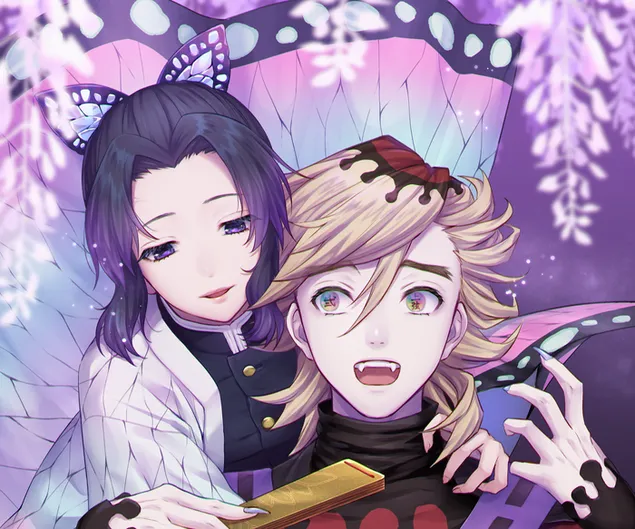 Насекомо хашира шинобу кочо и горен ранг 2 дома 2K тапет