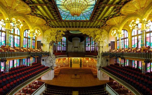 Inuti Music Palace i Barcelona, ​​Spanien 4K bakgrund