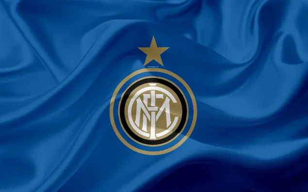 Inter Milan FC logo on blue flag 4K wallpaper