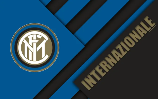 Logotip de l'equip de l'Inter Milan FC i lletra ''internazionale''. baixada