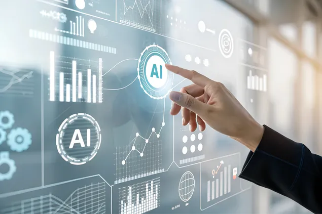 Yapay Zeka ile Etkileşim Gerçek Zamanlı İş Analitiği ve Karar Alma 4K duvar kağıdı