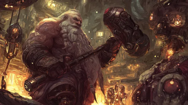 Tapeta Zastrašující trpasličí válečník s rohatou helmou 2K