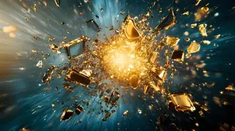 Intricate Collision of Glass Shards and Gold 4K wallpaper