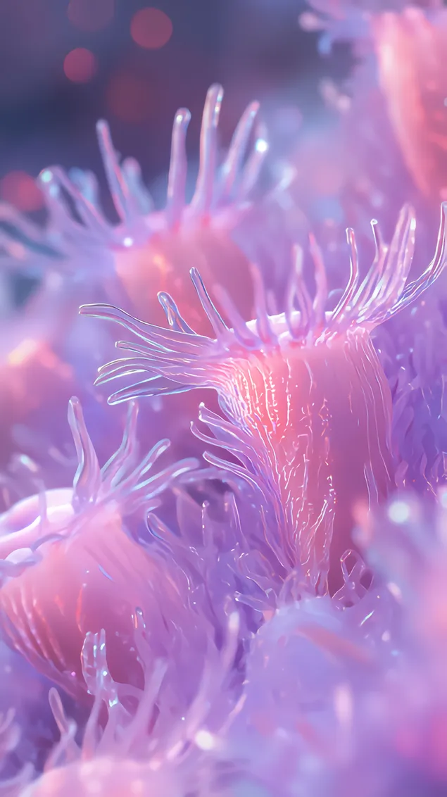Složene teksture koraljnog polipa u mekim pastelnim tonovima 4K pozadina
