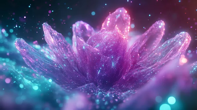 زهرة بلورية معقدة ذات توهج ساحر 8K خلفية