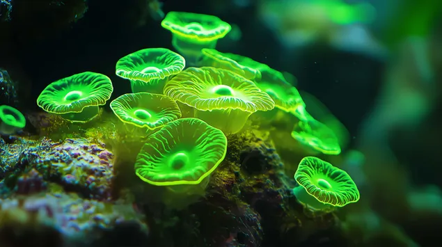 Hình nền Chi tiết phức tạp của tế bào Dunaliella Salina trong một cảnh nước rực rỡ 8K