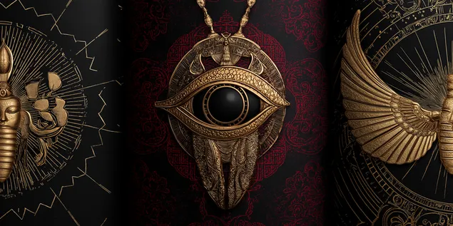 Intrikate mystiske amuletter på en dekorativ overflate 2K bakgrunn