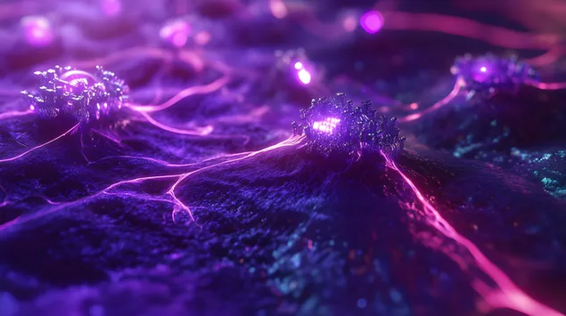 Ingewikkelde Nanobots wat gloeiende sintetiese weefsel aandryf 8K muurpapier