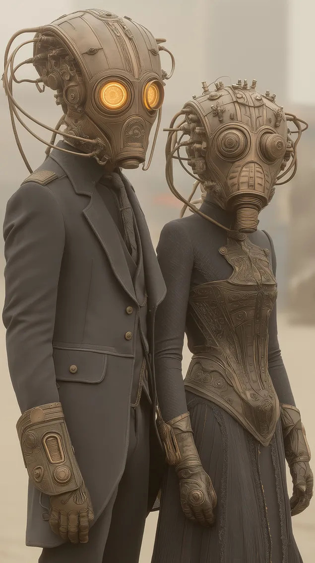 couple cybergothique steampunk complexe avec des masques ornes telechargement