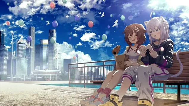 Inugami korone and Nekomata okayu virtual youtuber girl download