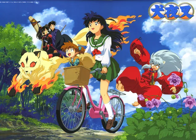 Karakter anime kartun InuYasha naik sepeda HD wallpaper