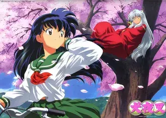 inuyasha kreslene anime postavicky jarni kvetiny stahnout
