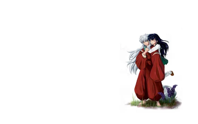 Anime kartun InuYasha anak laki-laki dan perempuan yang bahagia (cinta) HD wallpaper