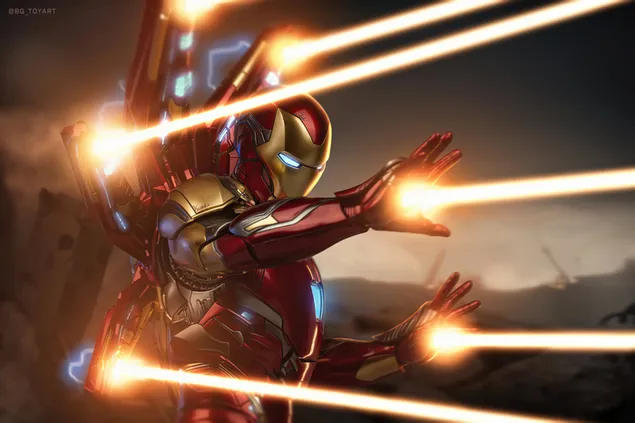 Iron Man: Avengers End Game; Iron Man Using His All Blaster Weapons Weapons 