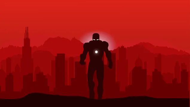 Iron Man in red background minimalist wallpaper download