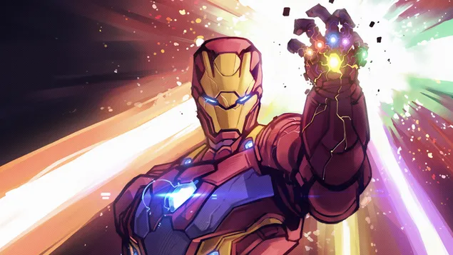 Iron Man ครอบครอง Infinity Gaunlet (Fanart) 4K วอลเปเปอร์
