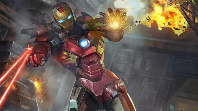 Iron Man Using His Armor Weapons On Fight 