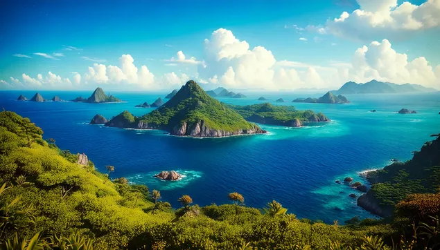 נוף אי בנוף למעלה 2K טפט