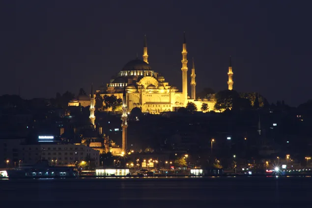 Masjid suleymaniye Istanbul di malam hari unduhan