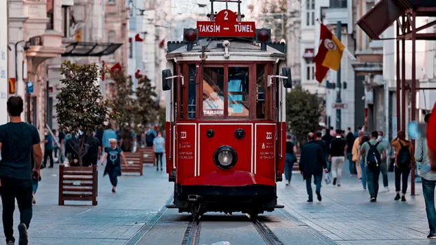 Istiklal street and the historical tram download