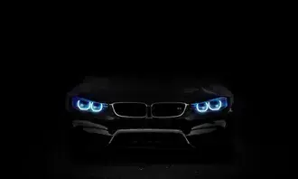 Hình nền Nó đáng chú ý với đèn pha ánh sáng neon BMW của nó, trông hoàn hảo với màu đen của nó trong bóng tối. 4K