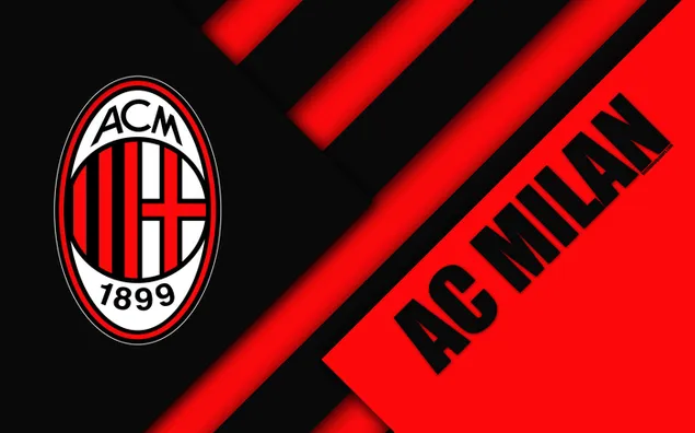 Logo della squadra di calcio italiana AC Milan su sfondo rosso nero Scarica