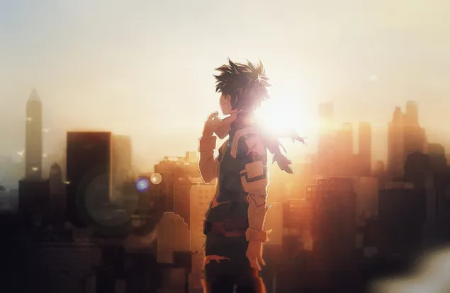 Hình nền Izuku Midoriya Ngắm hoàng hôn 2K